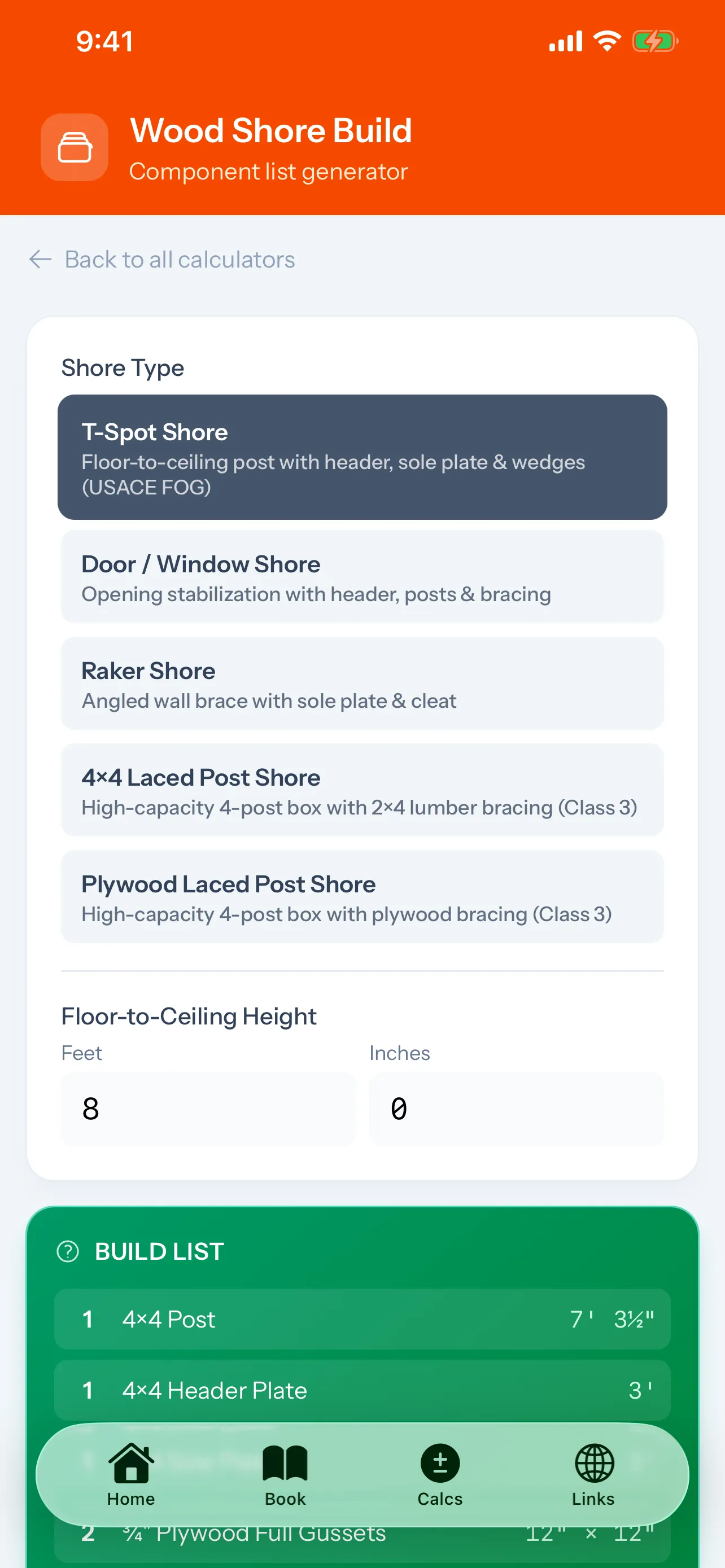 Wood Shore Calculator